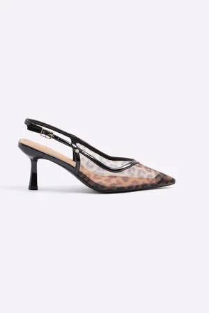 River Island Leopard Print Mesh Court Shoeseu42