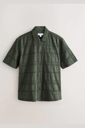Next 100% Cotton Textured Check Short Sleeve ShirtStor