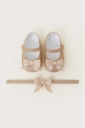Monsoon Baby Glitter Bow Booties and Headband Set8086cm