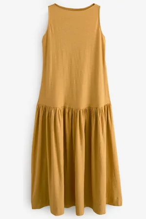 Next Sleeveless Drop Waist 100% Cotton Crew Neck Midi Dress42høj