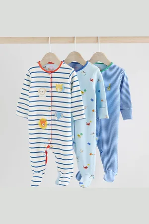 Next Baby Embroidered 100% Cotton Sleepsuits 3 Pack56cm