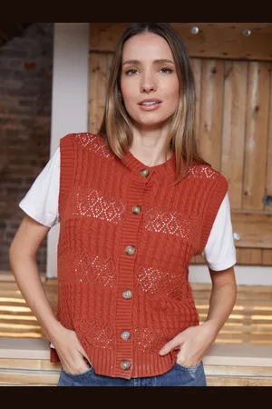 Threadbare Button Up Pointelle Knit Vest42