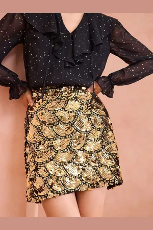 Love & Roses Scallop Sequin Mini Skirt40