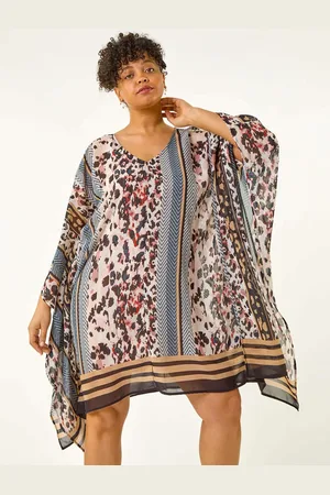 Roman Curve Contrast Print Tunic Dress54