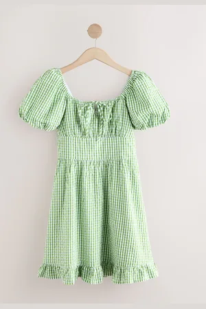 Next 100% Cotton Puff Sleeve Milkmaid Mini Dress