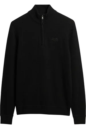 Superdry Det essentielle Broderet Strik Quarter Zip TrøjeL
