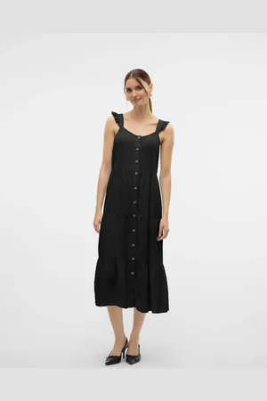 VERO MODA Tiered Button Down Maxi DressM 10