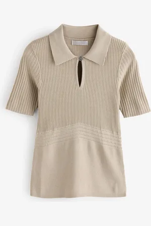 Guess Flora Cut Out Short Sleeve 100% Cotton Brown Polo ShirtXL