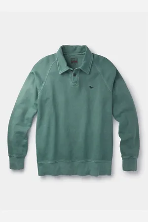 Aubin Blue Raithby Button Neck 100% Cotton SweatshirtL
