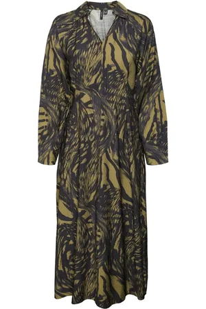 VERO MODA Printed Button Down Maxi Shirt Dress34