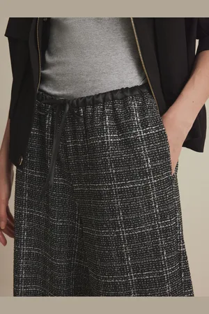 Next Boucle Sparkle Check Wide Leg Trousers40 R