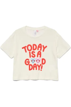 VERO MODA Cropped Logo Print Short Sleeve Top146152cm