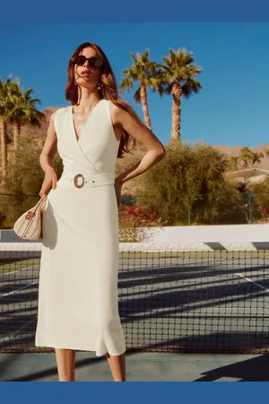 Friends Like These Hør Blend Midi Wrap Front Kjole36
