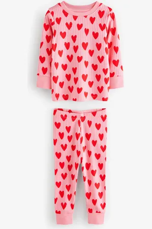 Next 100% Cotton Heart Print Snuggle Pyjamas 1 Pack (9mths-9yrs)3 - 4 år (98 - 104cm)