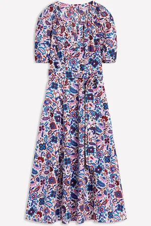 Boden Bria Puff Sleeve 100% Cotton Midi Dress38