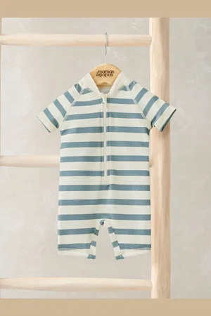 Mamas & Papas Blue Textured Stripe Short Sleeve Rashsuit8086cm