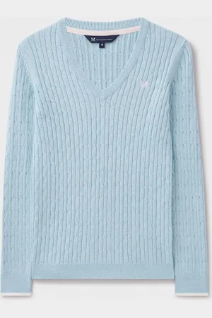 J.Crew Company Blue Heritage Cable V-Neck Jumper40