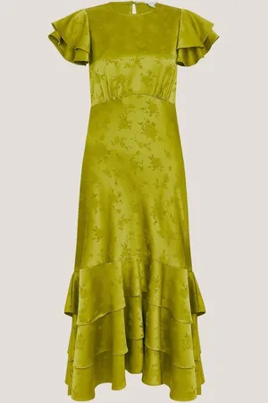 Monsoon Ester Satin Ruffle Midi Dress50