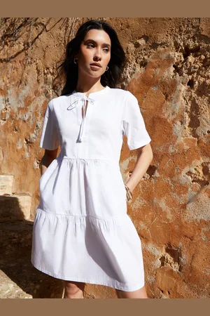 Threadbare 100% Cotton Tiered Jersey Poplin Mix Mini Dress38