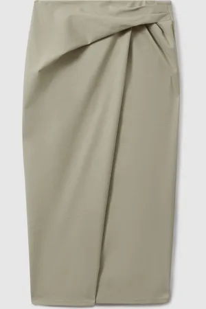 Reiss Nadia Cotton Blend Wrap Front Midi Nederdele34