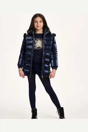 NICOLE MILLER Piger Blå Flrill Sleeves Puffer Jakke5 år (110cm)