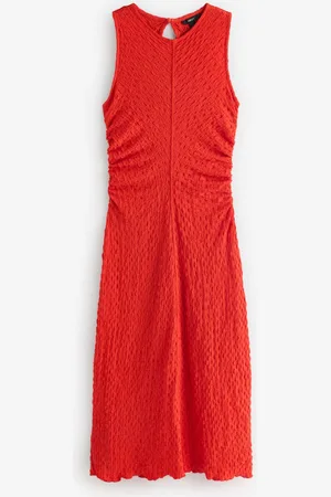 Next Sleeveless Textured Ruched Midi Dress