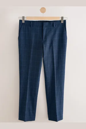 Next Slim Linen Blend Check Suit Trousers32r