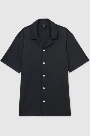 Reiss Elio Wave-Jacquard Cuban-Collar ShirtM