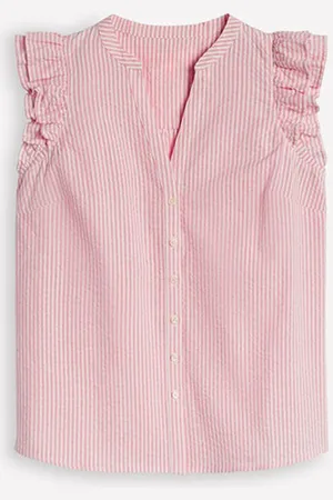 Boden Frill Sleeve Seersucker 100% Cotton Top46