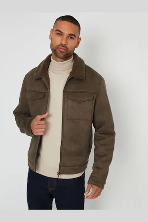 Threadbare Faux Fur Suede Borg Lined Aviator JacketM