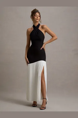Club L Khai Halter-Neck Maxi Dress With Plisse Skirt40
