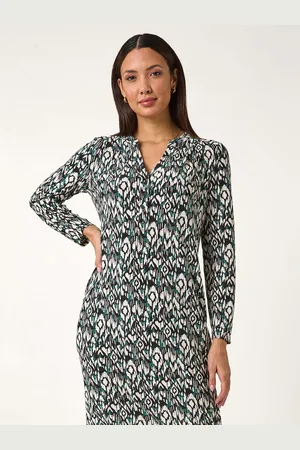Roman Aztec Print V-Neck Shift Stretch Dress48