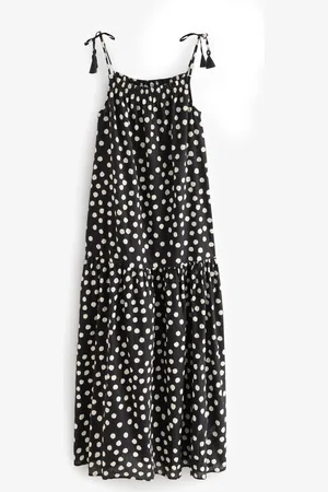 Next Strappy Drop Waist Tiered Maxi Dress with Linen44 Høj