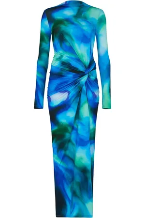 DASKA Athena Side Twist Maxi Dress With Long Sleevessmall