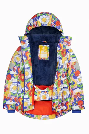 Frugi Blue Waterproof Flower Print Snow And Ski Coat8 - 9 år (128 - 134cm)