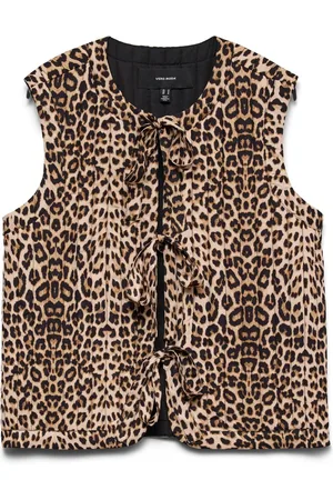 VERO MODA Quilted Slips Front Leopard Tryk GiletL 12