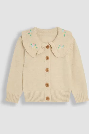 JoJo Maman Bébé Frill Embroidered Collar Cardigan8692cm