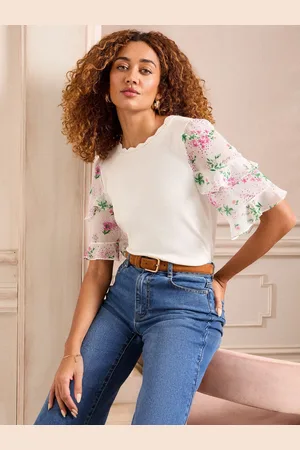 Love & Roses Fine Gauge vævet flæseærme strikket top44