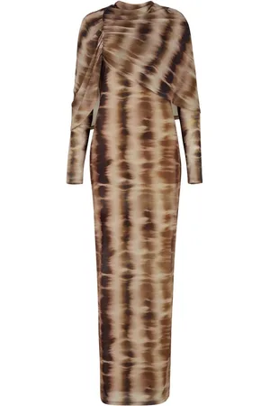 DASKA Carina Maxi Dress With Long Sleeves And Cape Ruched Detaillarge