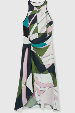 Reiss Avia Geometric-Print Gathered Midi Dress34