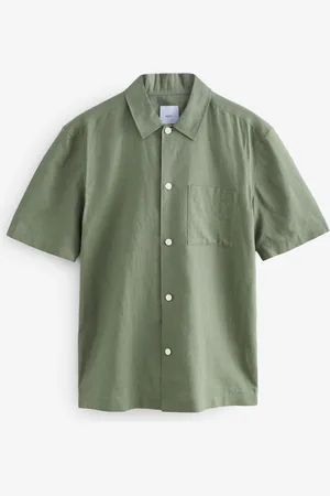 Next Cotton Linen Blend Short Sleeve Shirt