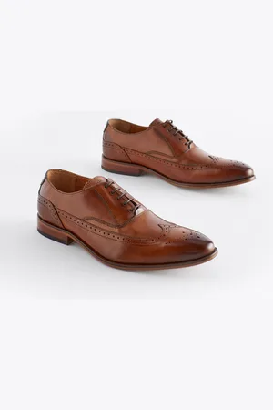 Next Leather Oxford Wing Cap Brogue Shoes