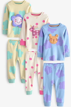 Next 3 Pack 100% Cotton Long Sleeve Snuggle Pyjamas (9mths-16yrs)1.5 - 2 år (86 - 92cm)