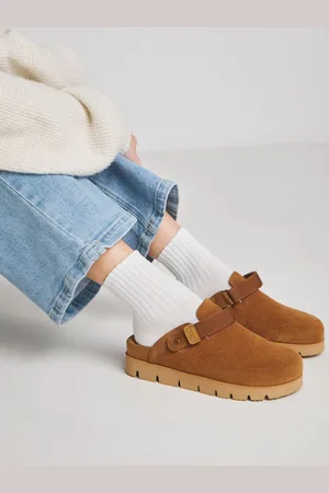 Simply Be Suede Chunky Mules In Wide Fit