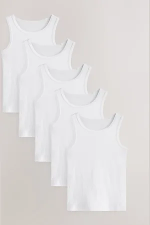 Next 100% bomuldsveste 5 pakke (1.5-16år)9 - 10 år (134 - 140cm)