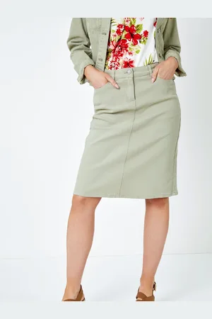 Roman A-Line Knee Length Denim Skirt42