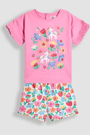 JoJo Maman Bébé Appliqué Frill T-Shirt & Shorts Set 2 Piece8692cm