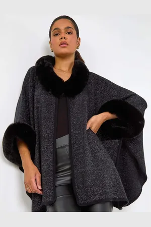 Roman Faux Fur Button Up Ponchoen