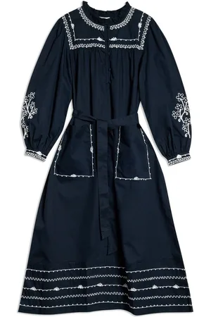 Albaray Blue Embroidered 100% Cotton Dress38
