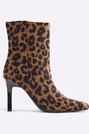 River Island Leopard Heeled Ankle Boots